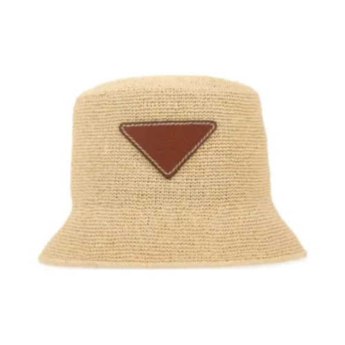 PRADA Raffia Bucket Hats Women's Beige