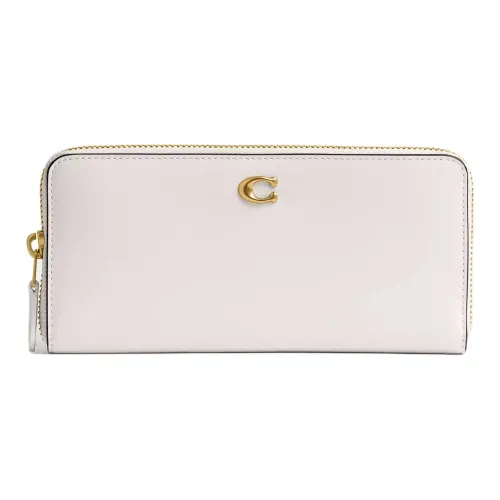 COACH EssentialAccordion Zip Кошелек Утонченный Телячья кожа Кошелек Маленький Women's White