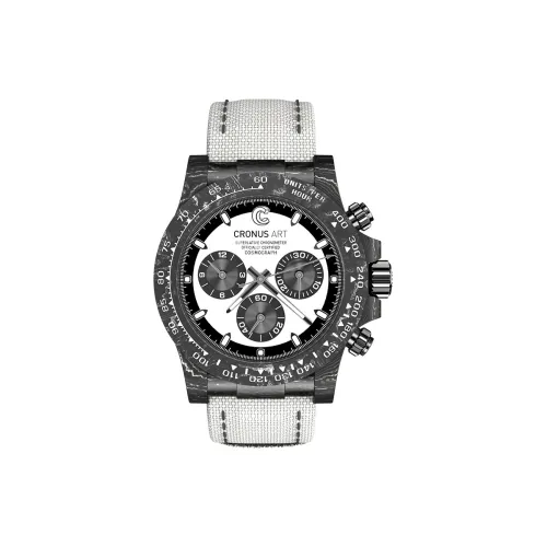 CRONUSART Крест Daytona Автоматический Механический Механизм Холст Ремешок Часы Мужские Белый Циферблат