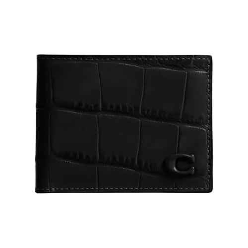 COACH Утонченный Кошелек из телячьей кожи мини мужской черный