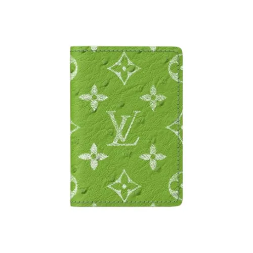 LOUIS VUITTON Pocket Organizer Кожаный держатель для карт Мужской Зеленый