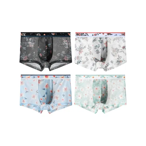 Tingqu Черный+Белый+Светло-Синий+Светло-Зеленый Мужские Боксеры