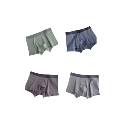 Tingqu Чайно-зеленый + Павлине-синий + Чернильно-серый + Краб Оболочка Серый, 4 шт, Мужские боксеры