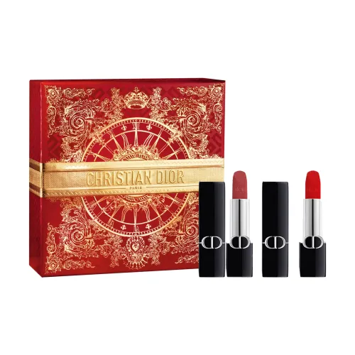 DIOR New Year Limited Edition Огонь Синее золото Коробка Помады Велюр Длинный срок хранения 3,5г*2