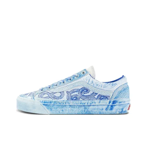 Vans Old Skool 36 Скейтборд Кроссовки Низкие Белые Синие Унисекс