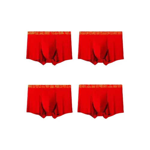 Tingqu 4 пачки Благословение + Гладкий + Процветание + Счастье Мужские боксер-шорты