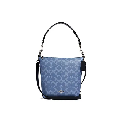 COACH Duffle Холст с покрытием и гладкая кожа Сумка сумка через плечо Мини Женская Светло-синяя