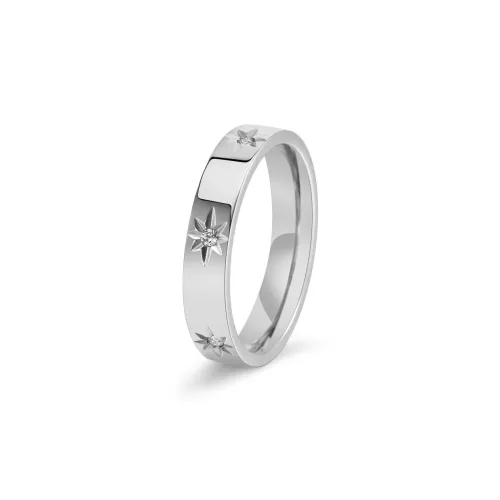 SKSW Кольца из титановой стали с цирконием унисекс