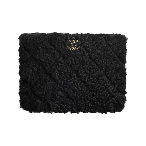 CHANEL 19Bag Двойной Сided Кашемир Сумочка для украшений Клатч Женские Черный