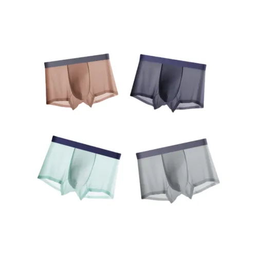 Tingqu Светло-зеленый/Кирпично-красный/Королевский синий/Светло-серый, 4 упаковки, мужские боксеры