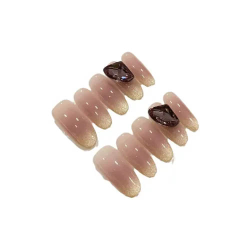 LIANJING [Сушеная роза] Мягкий милый стиль Искусственный ногтик Ледяной прозрачный Румяна K9 Ромб Съемный Nail Art 25 мм Овал