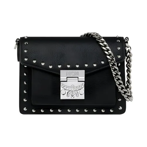 MCM Patricia Visetos Коровья кожа Сумка через плечо Мини Женская Черная
