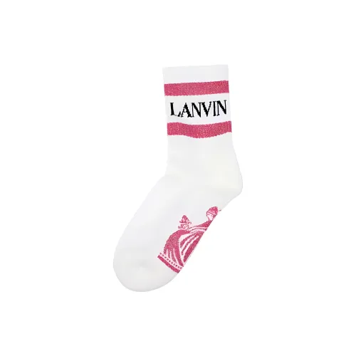 Lanvin Бело-розовые Женские Носки MID до икры