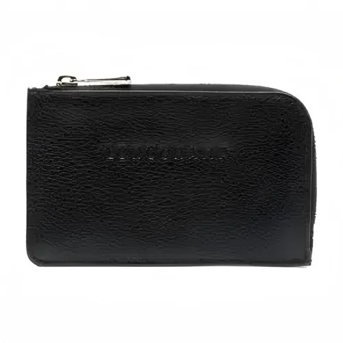 LONGCHAMP Le Foulonné Кожаный держатель для карт Мужской Черный