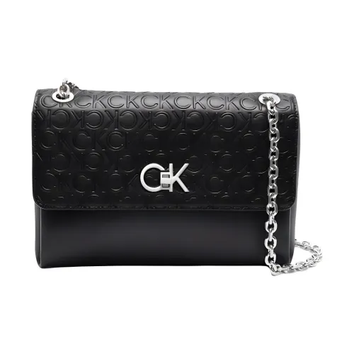 CALVIN KLEIN Переработанная искусственная кожа портативная сумка через плечо женская черная
