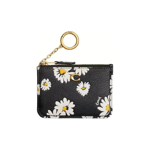 COACH Skinny Id Case Полированный Галька Кожа Сумка для документов Картхолдер Мини Женский Черный и Разноцветный