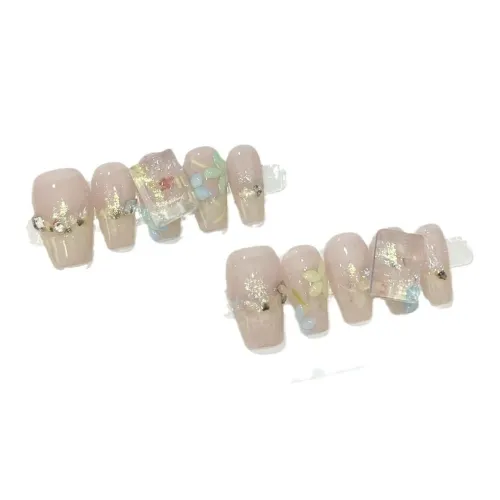 LIANJING [Цветочный вдохновленный] Ручная работа Фальшивая Погоня Укороченный Повседневный Nail Art 17 мм Короткий ЛАДЬЯ