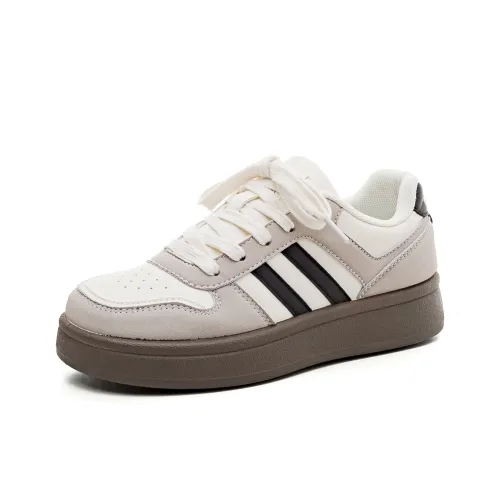 PAUL FRANK Slip-resistant Abrasion-resistant Lightweight Low-Top Skateboard Shoes Women's Beige Black PAUL FRANK Противоскользящие Износостойкие Легкие Низкие Кроссовки для Скейтбординга Женские Бежевые Черные