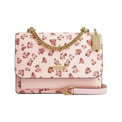 COACH Klare Покрытие Холст Сумка через плечо Сумка на плечо Маленькая Женская Золото и Румяна Многоцветный
