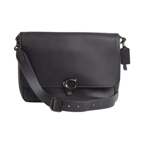 COACH Кожа Курьерская Сумка Сумка на Плечо Большая Мужская Черная