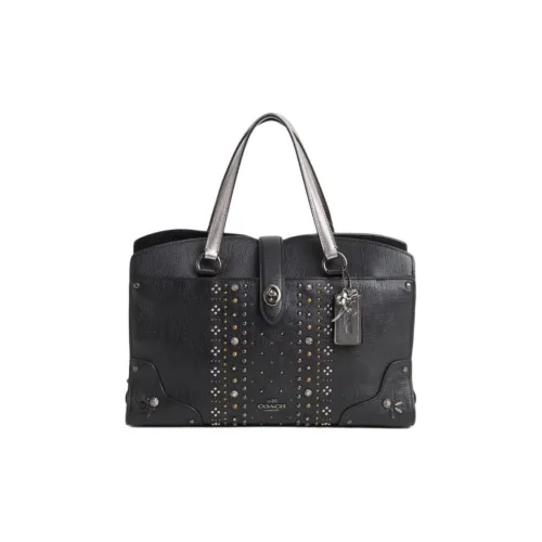 COACH SATCHEL Каменный узор Кожа Одно плечо Сумка Большой Женские Черный