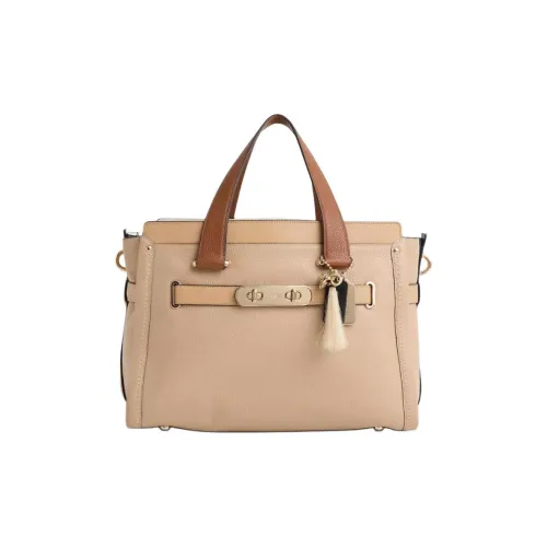 COACH Swagger Кожа Тоут Сумка Сумка для покупок Сумка на плечо Сумка Большая Женская Телесного цвета