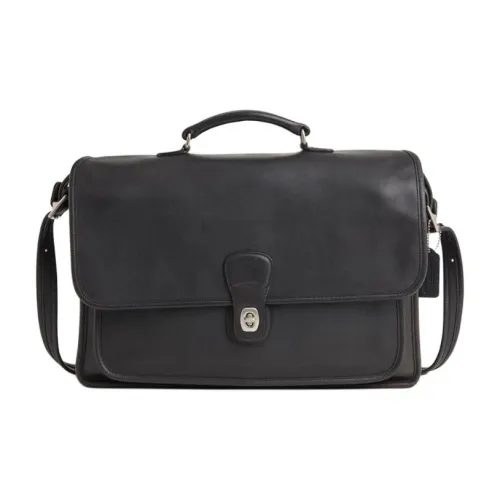 COACH Vintage MetropolitanBrief Дубленая кожа Одно плечо Сумка Большая Унисекс Черная