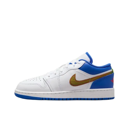 Jordan Air Jordan 1 Slip Resistant Abrasion Resistant Low Топ Детские Скейтбординги Синий Подростки