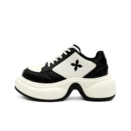 SMFK Low Топ Толстая подошва Кроссовки Женские Черный Белый