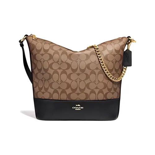 COACH Paxton Холст и Кожаная Сумка через плечо Женская Хаки с Монограммой и Черная