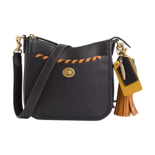 COACH Chaise Кожа Сумка через плечо Маленькая Женская Латунь и Черный