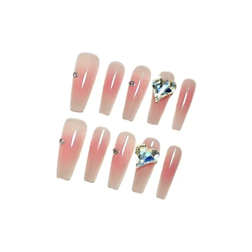 LIANJING [Рыбка Gills] Pure Desire Blush K9 Diamond Элегантность Minimalist Style Съемный Nail Art 30MM Трапециевидный