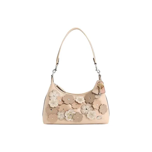 COACH Juliet Глазурованное покрытие Кожа Сумка через плечо Сумка на плечо Большая Женская Серебряная с Айвори