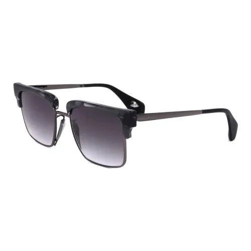 Vivienne Westwood Нержавеющая сталь Квадратные Солнцезащитные очки Детские Черные