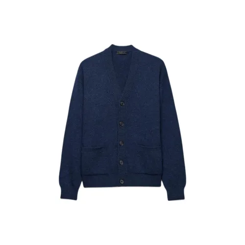 PRADA SS25 Кашемир Свитер Мужской Синий