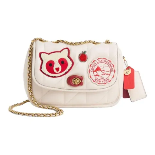 COACH Madison Напп Кожа Подушка Сумка Сумка через плечо Сумка на плечо Средний Женская Латунь Мел