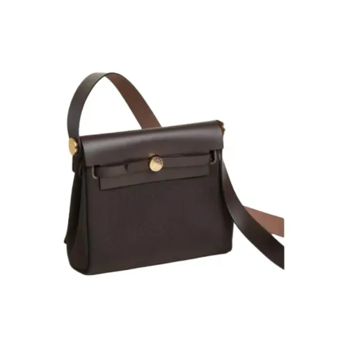 HERMES Холст и кожа Сумка через плечо мини-сумка женская коричневая