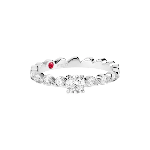 FRED 23k Platinum Diamond Ruby Rings Women's Silver