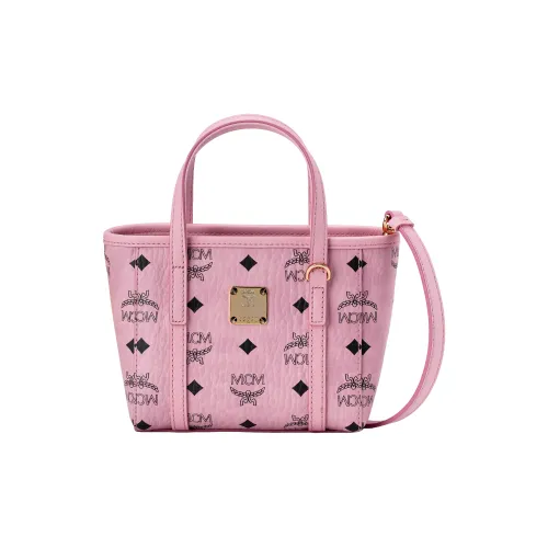 MCM Toni Visetos Кожа Тоут Сумка Сумка для покупок Сумка через плечо Сумка Экстра мини Женская Персиково-розовая