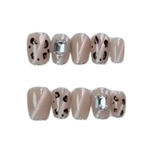 LIANJING [Половина сахара Девичий] Ручная работа Искусственные Ногти Укороченный Телесный Кошачий глаз Nail Art Pure Desire Наклейка 17 мм Короткий Квадрат