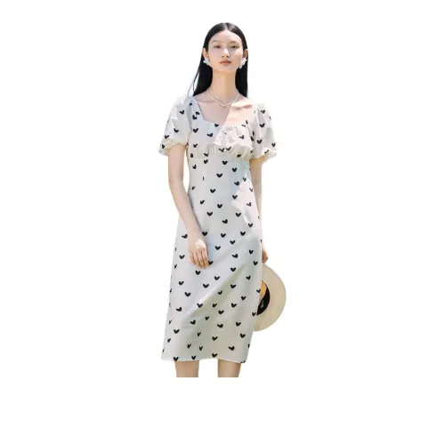 DESIGNICE Женские Платья с Коротким Рукавом