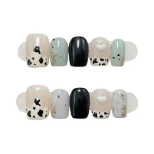 LIANJING [Нефритовый Cycle] Ручная работа Фальшивая Погоня Укороченный Градиентный Ледяной Прозрачный Лак для ногтей с Жемчужным Сердцем 22 мм Квадратный