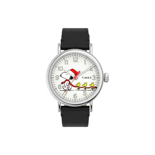 TIMEX X Peanuts Collaboration Snoopy Наручные часы Кварцевый механизм Кожаный ремешок Белый циферблат Мужские часы