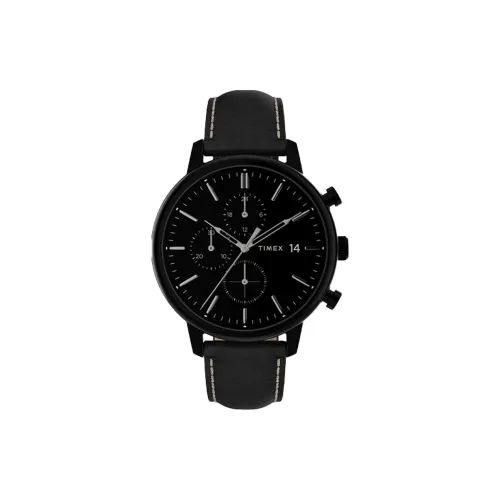 TIMEX TREND Collection Мужские часы Кварцевый механизм Кожаный ремешок 45 мм Черный циферблат