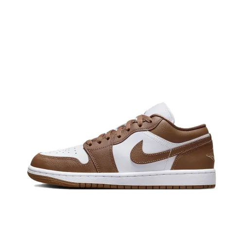Jordan Air Jordan 1 Винтажные баскетбольные кроссовки Low Топ Белый-коричневый Женские