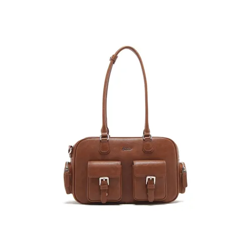 MICOCAH ПУ (полиуретан) Bowling Bag Сумка через плечо Стандартная Женская Карамель Фундук Серый Коричневый