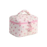 Розовый бант, плиссированная экрю, сумка-ведро