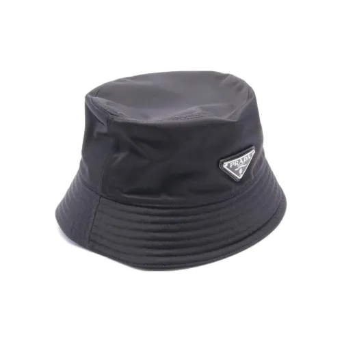 PRADA Нейлон Смола Cotton Bucket Hats Женские Черный