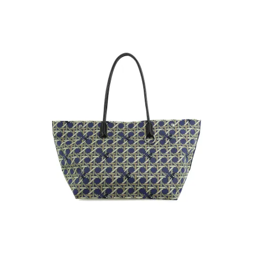 TORY BURCH Холст и кожа Комбинированная сумка-тоут сумка для покупок сумка через плечо женская морской синий