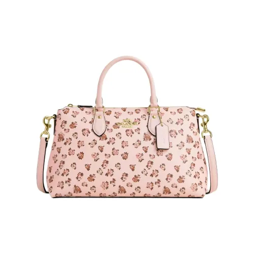 COACH SATCHEL Покрытый холст Одно плечо Сумка Большой Женский Румяна Цвет